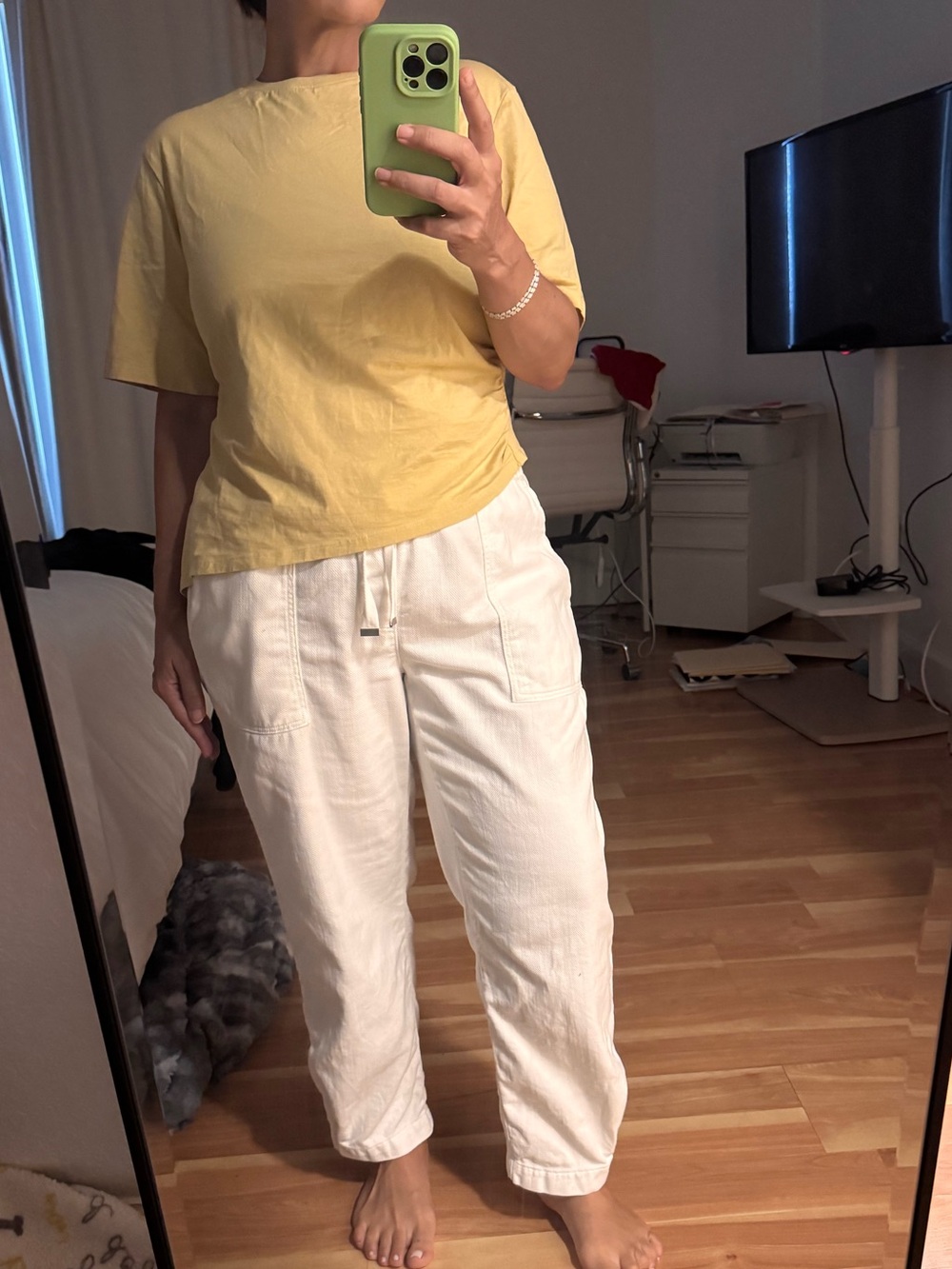 Zara White Drawstring Joggers